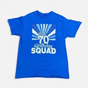 Blue graphic 70 years old Large size T shirt